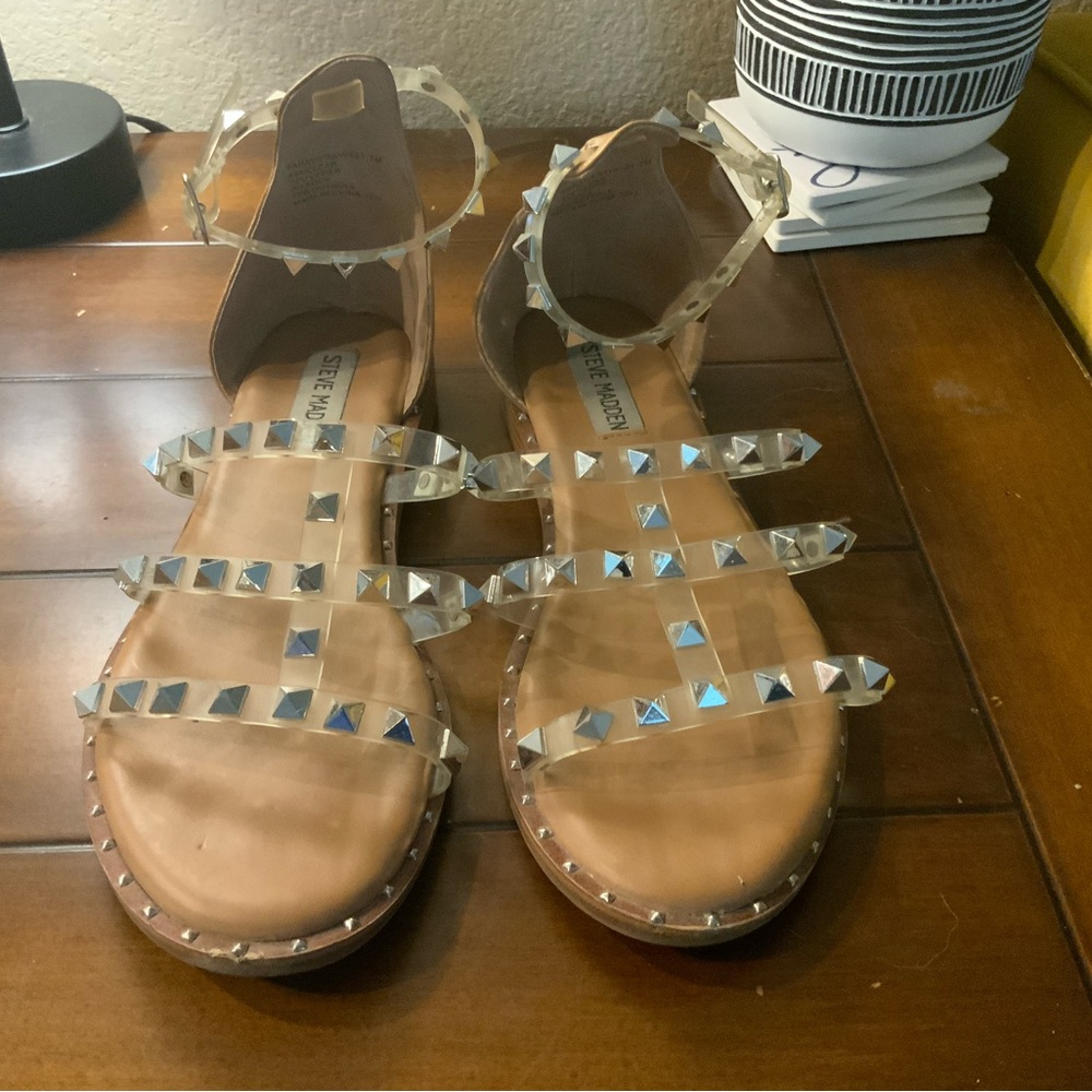 Steve Madden Women's Clear Studded Sandals
